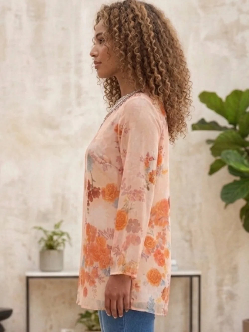 Chaudry KC Hand-Beaded Floral Tunic Size XL NWT - Picture 3 of 8